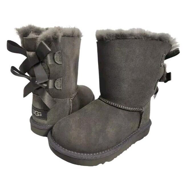 Ugg Big Kids Bailey Bow II Boot Gray Style 1017394K Size 13