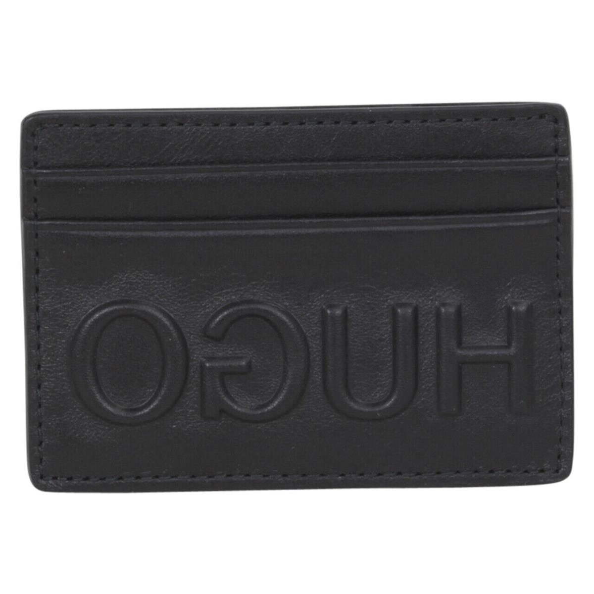 Hugo Boss Men`s Bolster Black Leather Card Holder Wallet