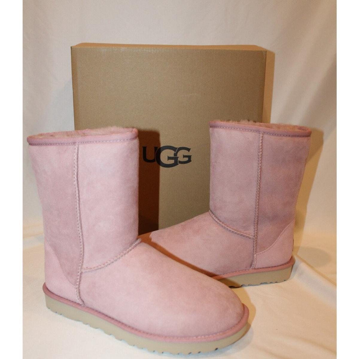 Women`s Shoes Ugg Classic Short II Mid-calf Sheepskin Boots Shell Pink Sz 10