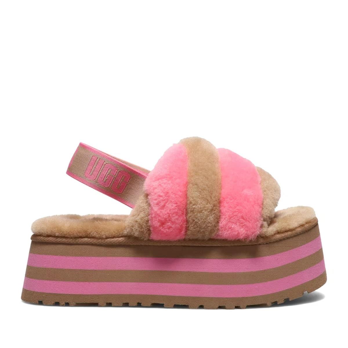 Ugg Disco Stripe Slide Chestnut/pink Rose Combo 1120875W-CPRC Women`s Size 11