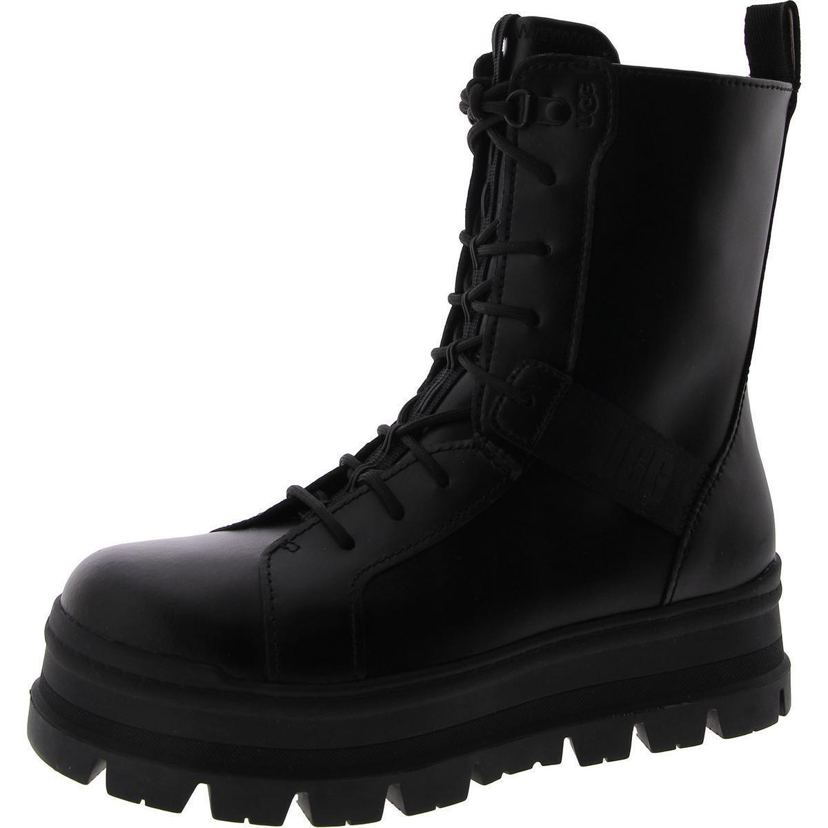 Ugg Womens Sheena Black Combat Lace-up Boots Shoes 8 Medium B M Bhfo 8340