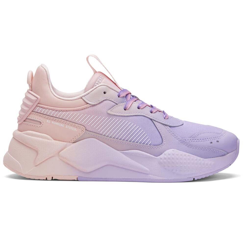 Puma Rsx Faded Gradient Striped Logo Lace Up Womens Pink Purple Sneakers Casua