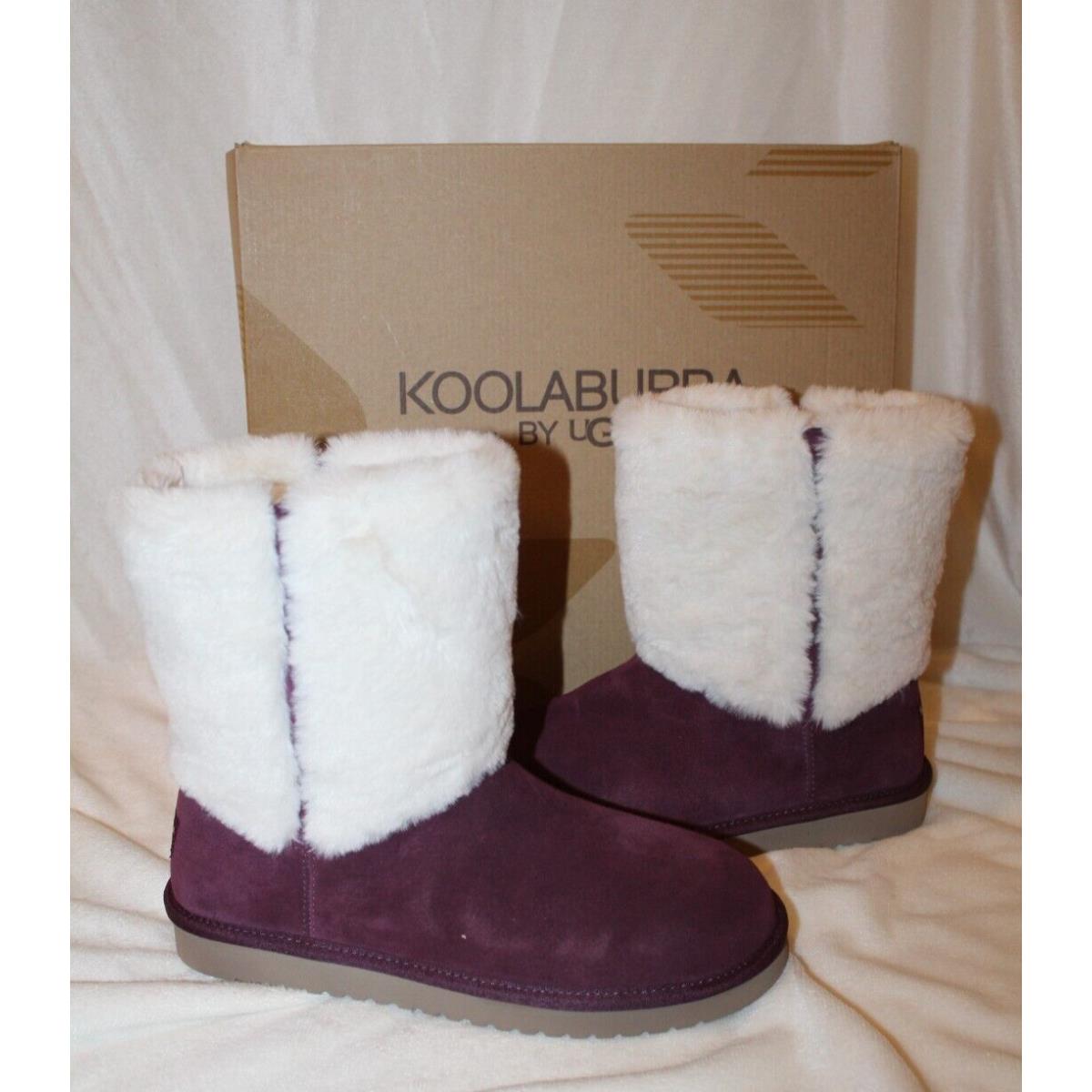 Koolaburra Ugg Women`s Abrei Classic Short Suede Fur Boots Burgundy 8