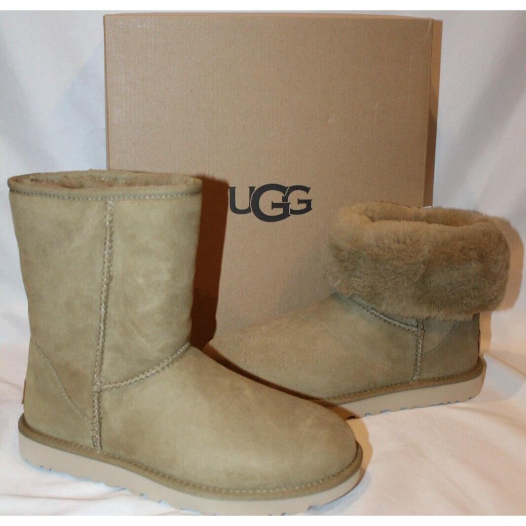 Women`s Shoes Ugg Classic Short II Mid-calf Sheepskin Boots Sz 7 Olive Green