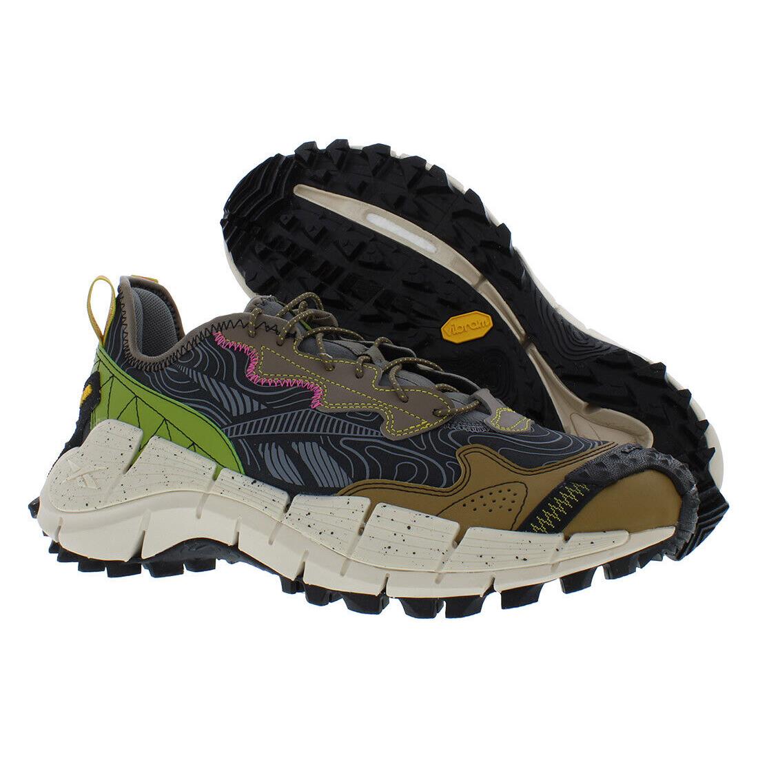 Reebok Zig Kinetica II Edge Unisex Shoes Size 7.5 Color: Grey/moss Green/brown - Gray, Main: Grey