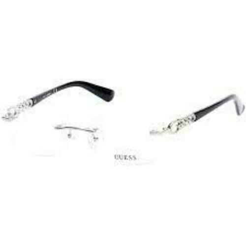 Guess Women Frameless Eyeglasses 2578V 011 Silver Rimless Oval 53 16 135