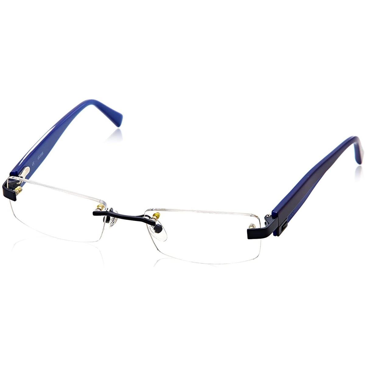 Guess Men or Womens Eyeglasses GU 1630 BL Blue 52 18 140 Rimless Rectangle