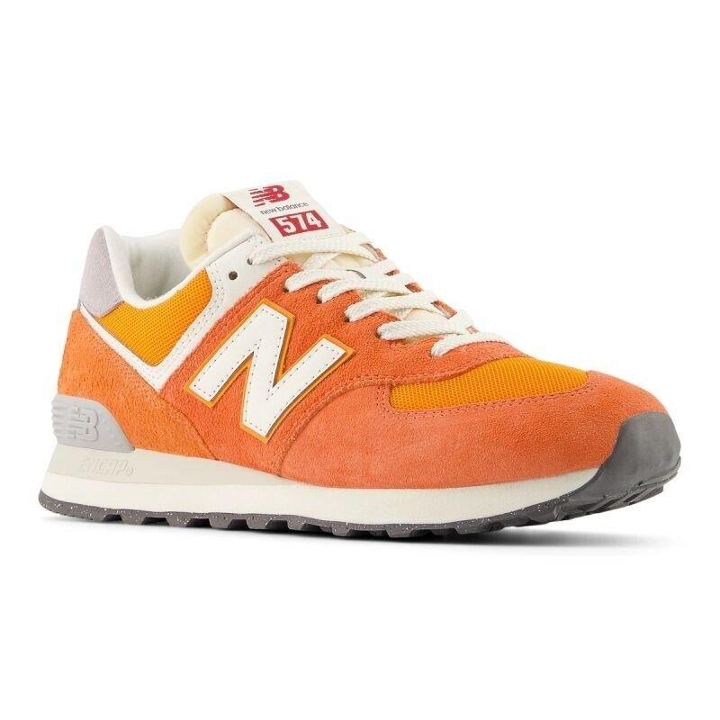 New Balance 574 U574RCB Sneaker Men`s Orange Suede Lace Up Lifestyle Shoes TF798