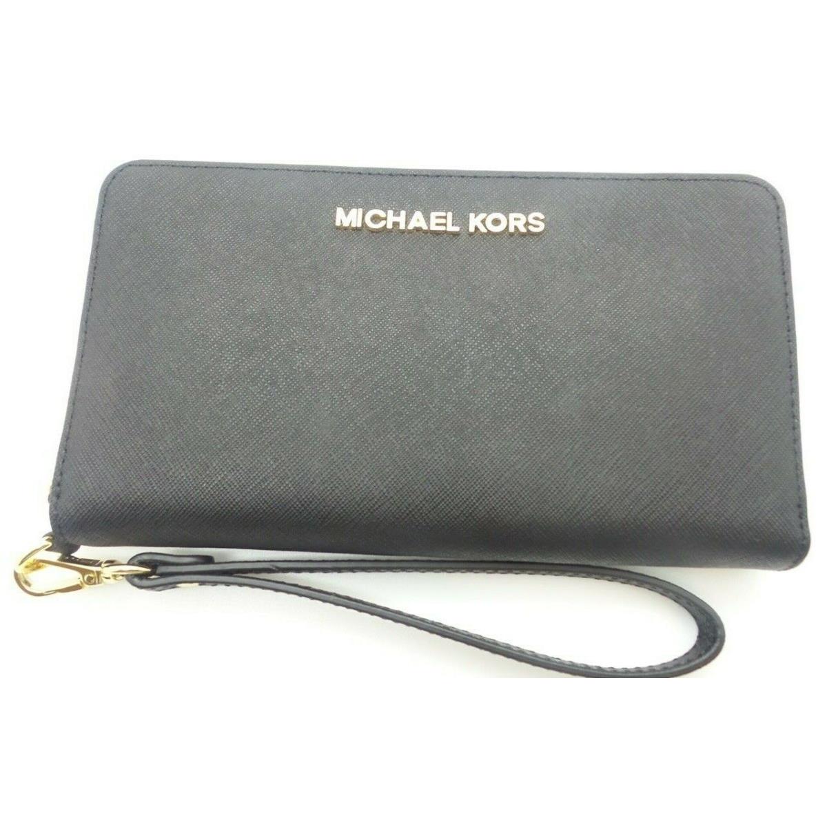 Michael Kors Jet Set Travel Large Flat Black Multifunction Phone Wallet