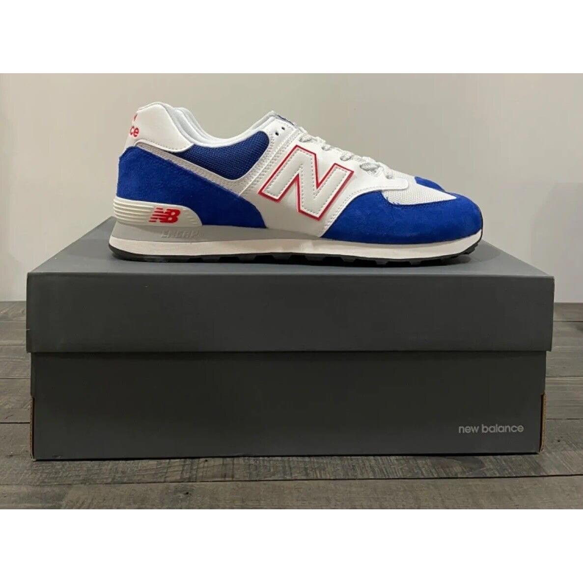 New Balance 574 Men s Casual Retro Shoe White Red Blue Athletic Trainer Sneaker