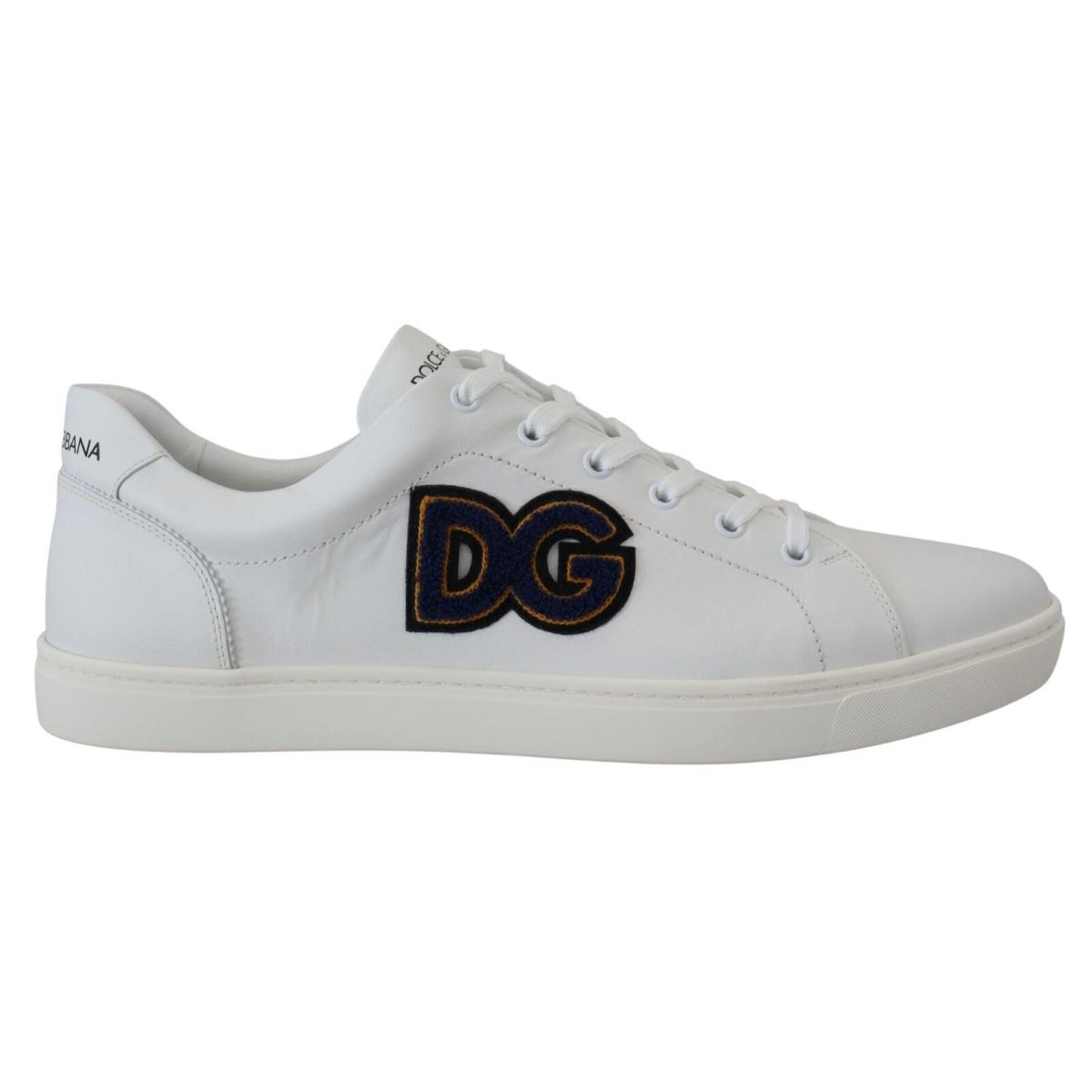 Dolce Gabbana White Leather DG Logo Casual Sneakers Shoes