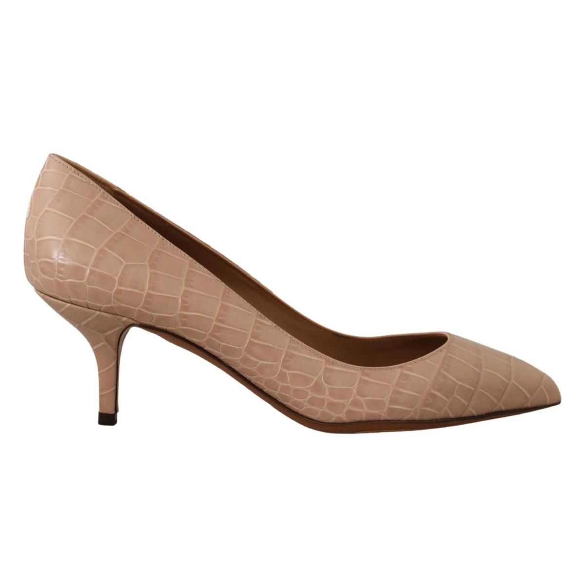 Dolce Gabbana Beige Leather Pointed Heels Pumps Shoes