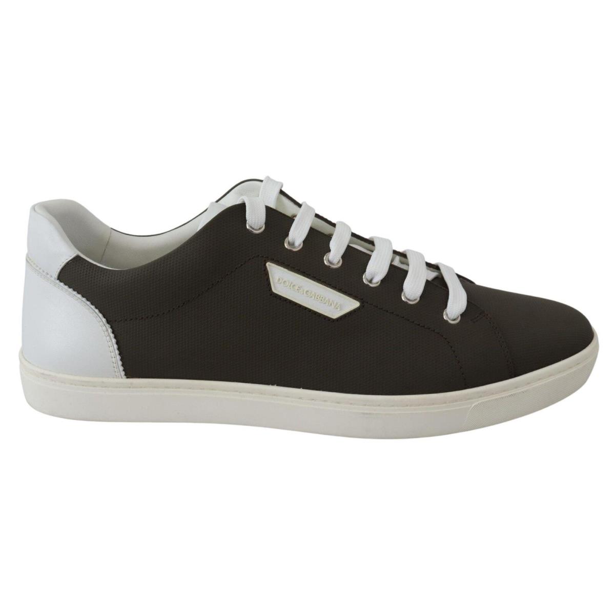 Dolce Gabbana White Green Leather Low Top Sneakers Shoes