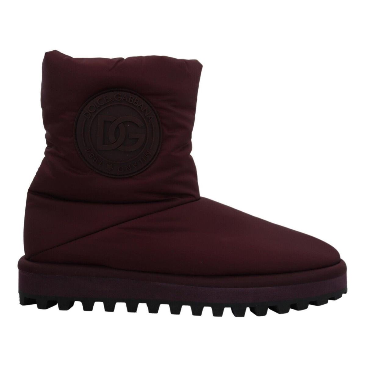 Dolce Gabbana Bordeaux Nylon Boots Padded Mid Shoes