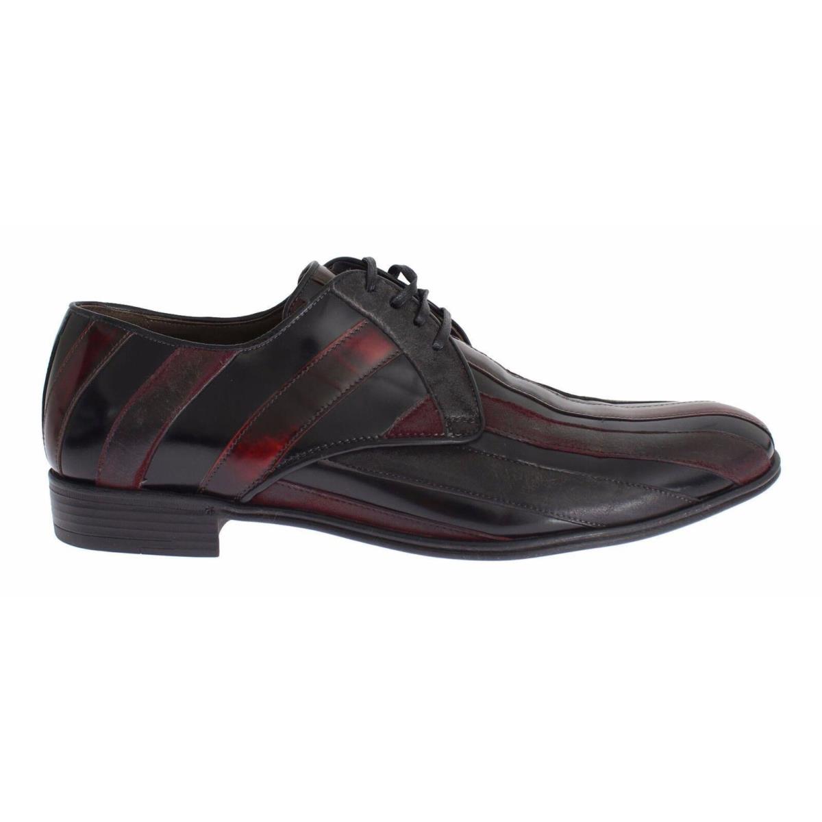 Dolce Gabbana Black Bordeaux Leather Dress Formal Shoes