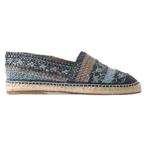 Dolce Gabbana Blue Gray Leather Buffalo Espadrille Shoes