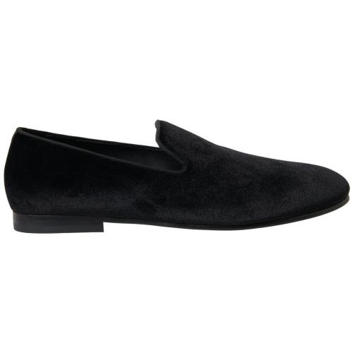 Dolce Gabbana Black Velvet Loafers Formal Shoes