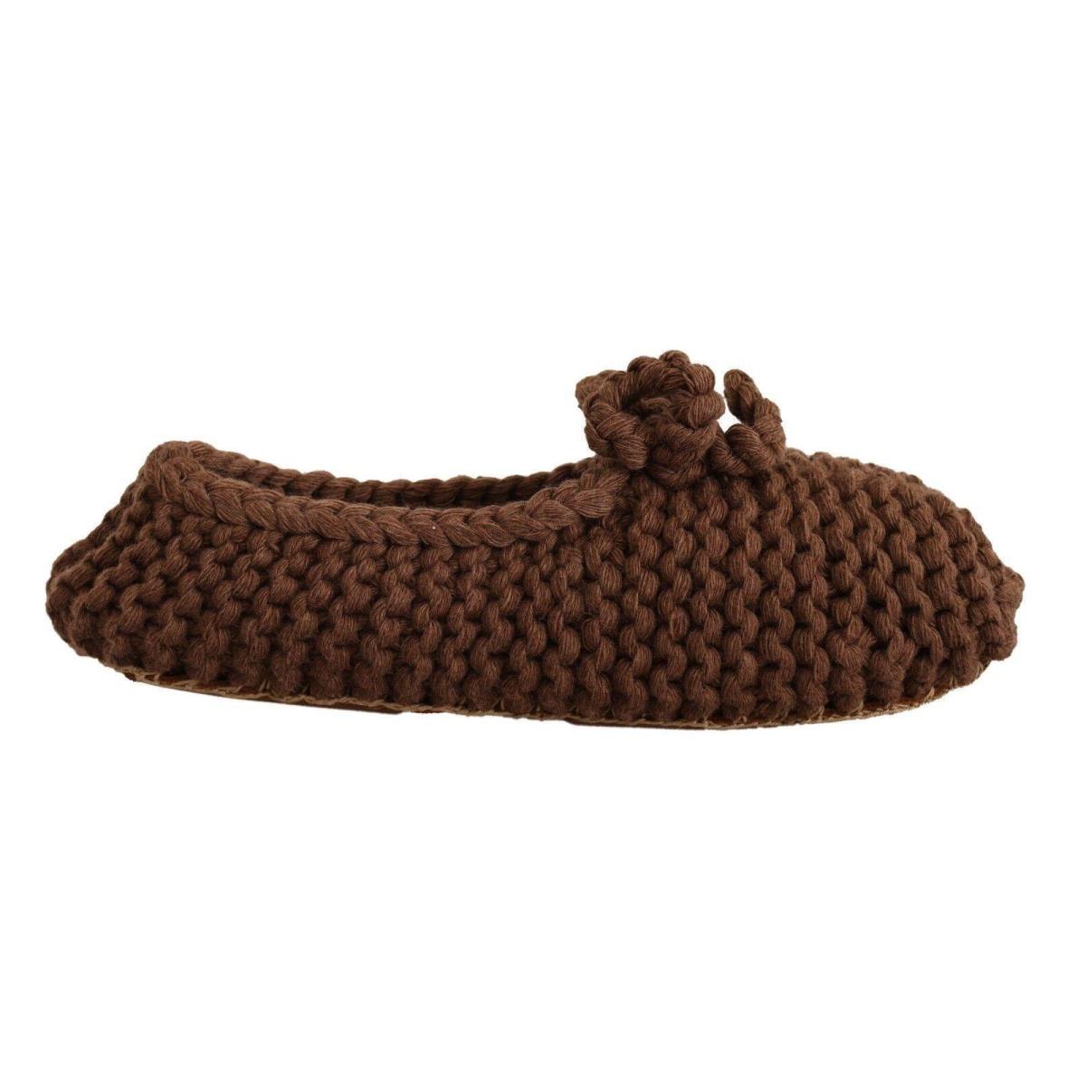 Dolce Gabbana Brown Slip On Ballerina Flats Wool Knit Shoes