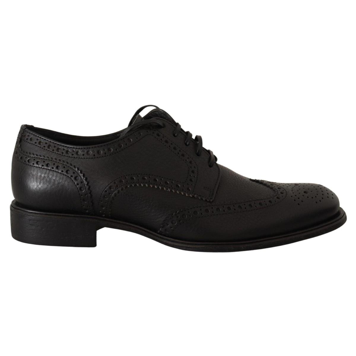 Dolce Gabbana Black Leather Oxford Wingtip Formal Dress Shoes