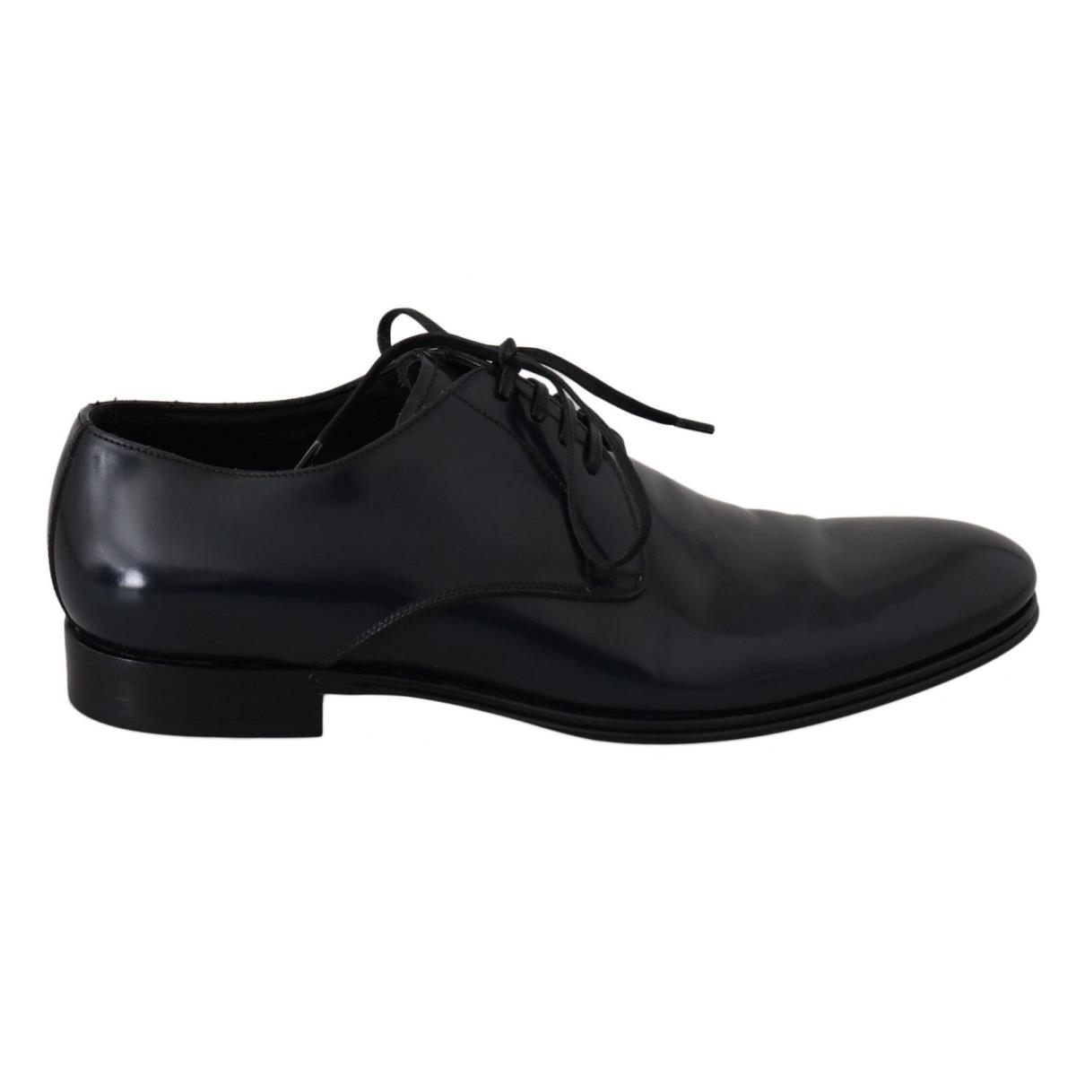 Dolce Gabbana Blue Leather Dress Derby Formal Mens Shoes