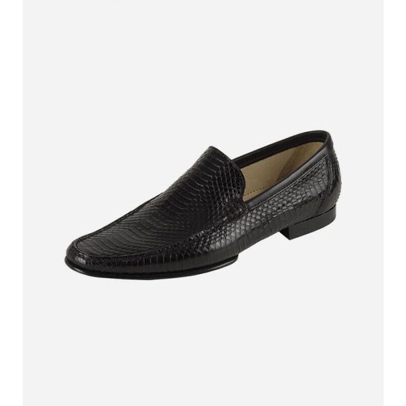 Dolce Gabbana Men Black Python Loafers Shoe- Price: