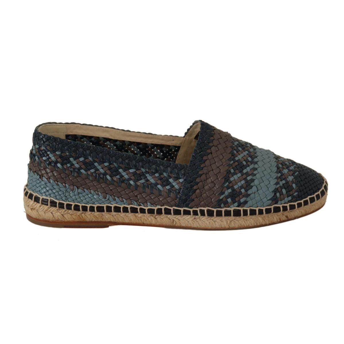 Dolce Gabbana Blue Gray Slip On Buffalo Espadrille Shoes