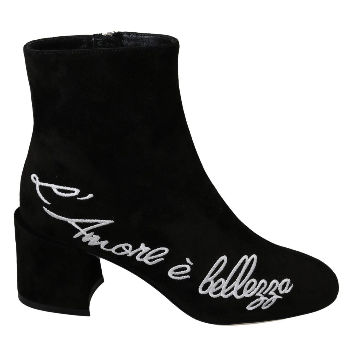 Dolce Gabbana Black Suede L`amore E`bellezza Boots Shoes