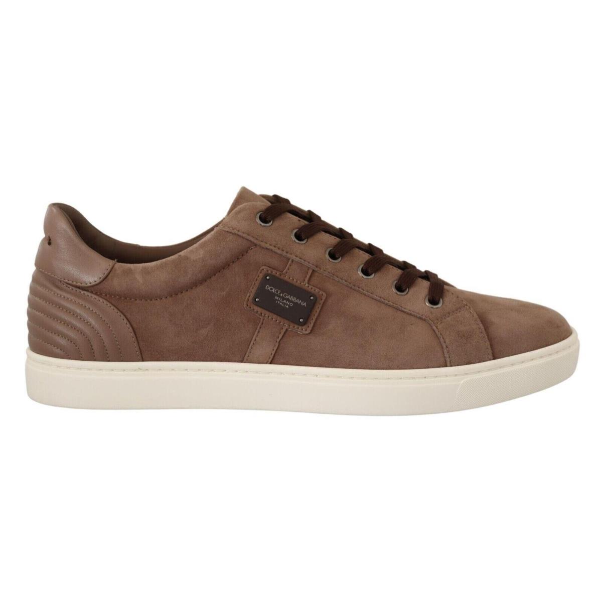 Dolce Gabbana Brown Suede Leather Sneakers Shoes