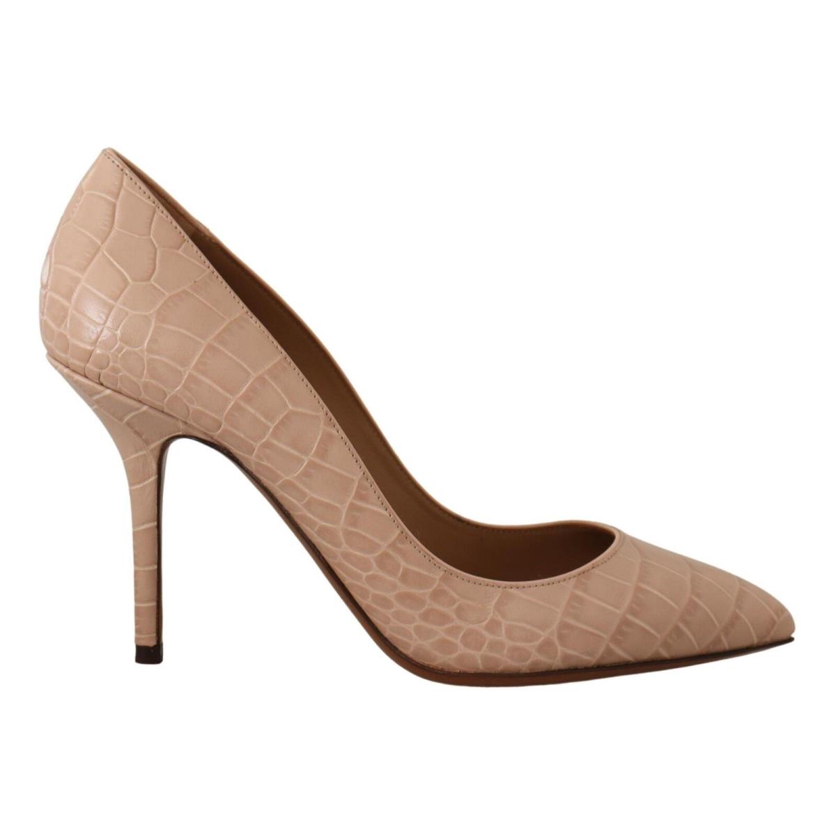 Dolce Gabbana Beige Leather Bellucci Heels Pumps Shoes