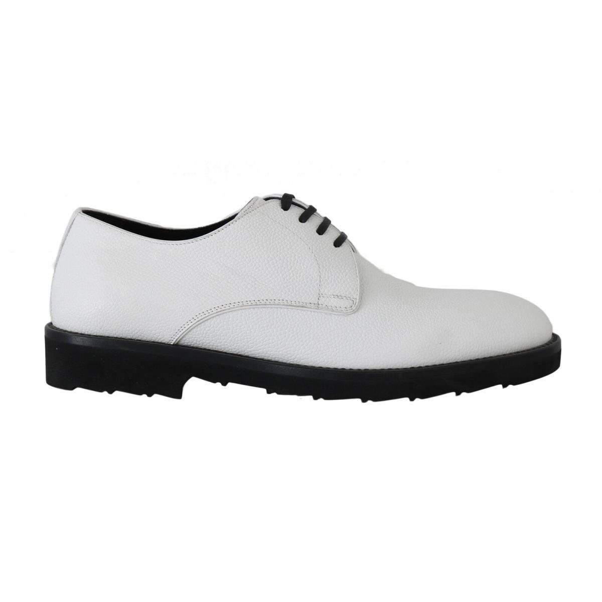 Dolce Gabbana White Leather Derby Dress Formal Shoes