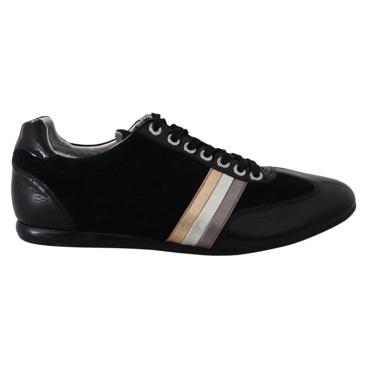 Dolce Gabbana Black Logo Leather Casual Mens Scarpe Sneakers