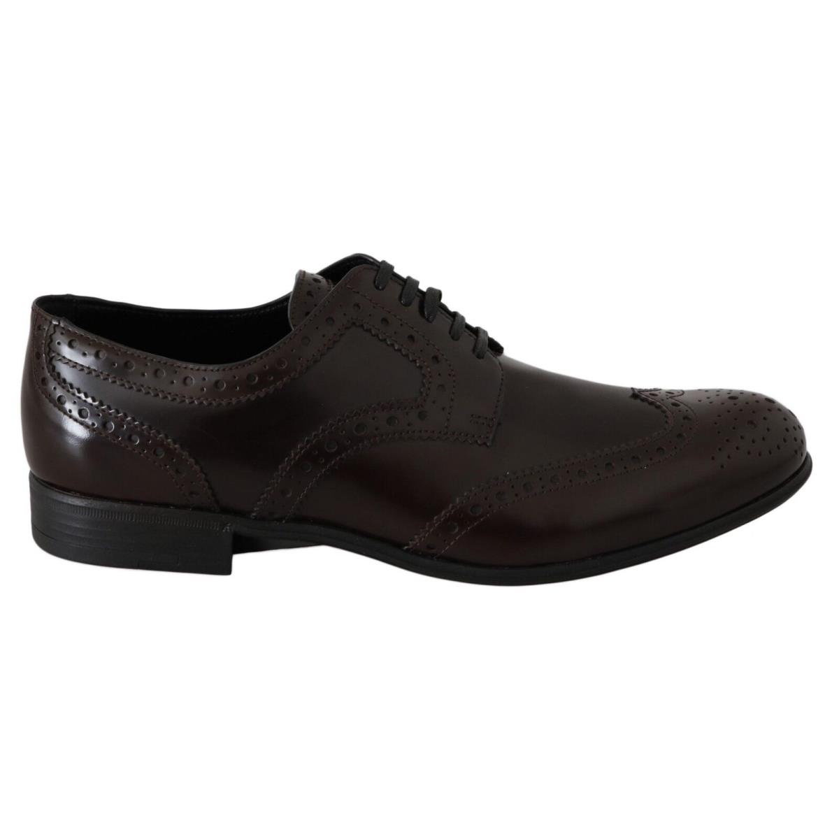 Dolce Gabbana Brown Leather Broques Oxford Wingtip Shoes