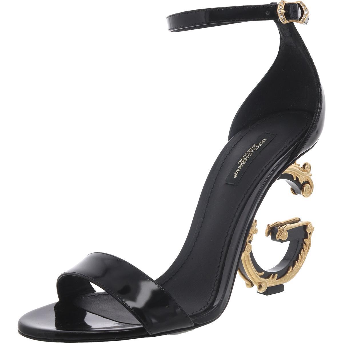 Dolce Gabbana Womens Keira Ankle Strap Pumps Heels Shoes Bhfo 9218 Black Patent