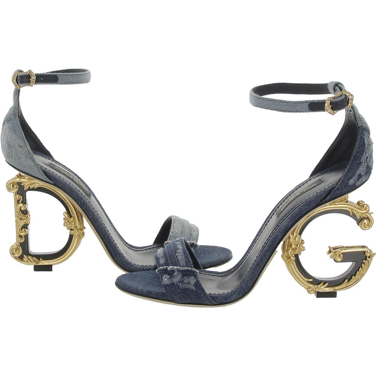 Dolce Gabbana Womens Keira Ankle Strap Pumps Heels Shoes Bhfo 9218 Denim