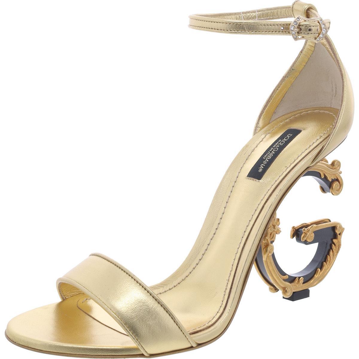 Dolce Gabbana Womens Keira Ankle Strap Pumps Heels Shoes Bhfo 9218 Gold