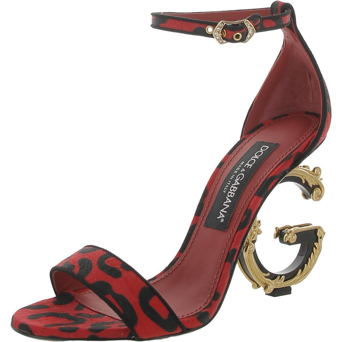 Dolce Gabbana Womens Keira Ankle Strap Pumps Heels Shoes Bhfo 9218 Leo/Red