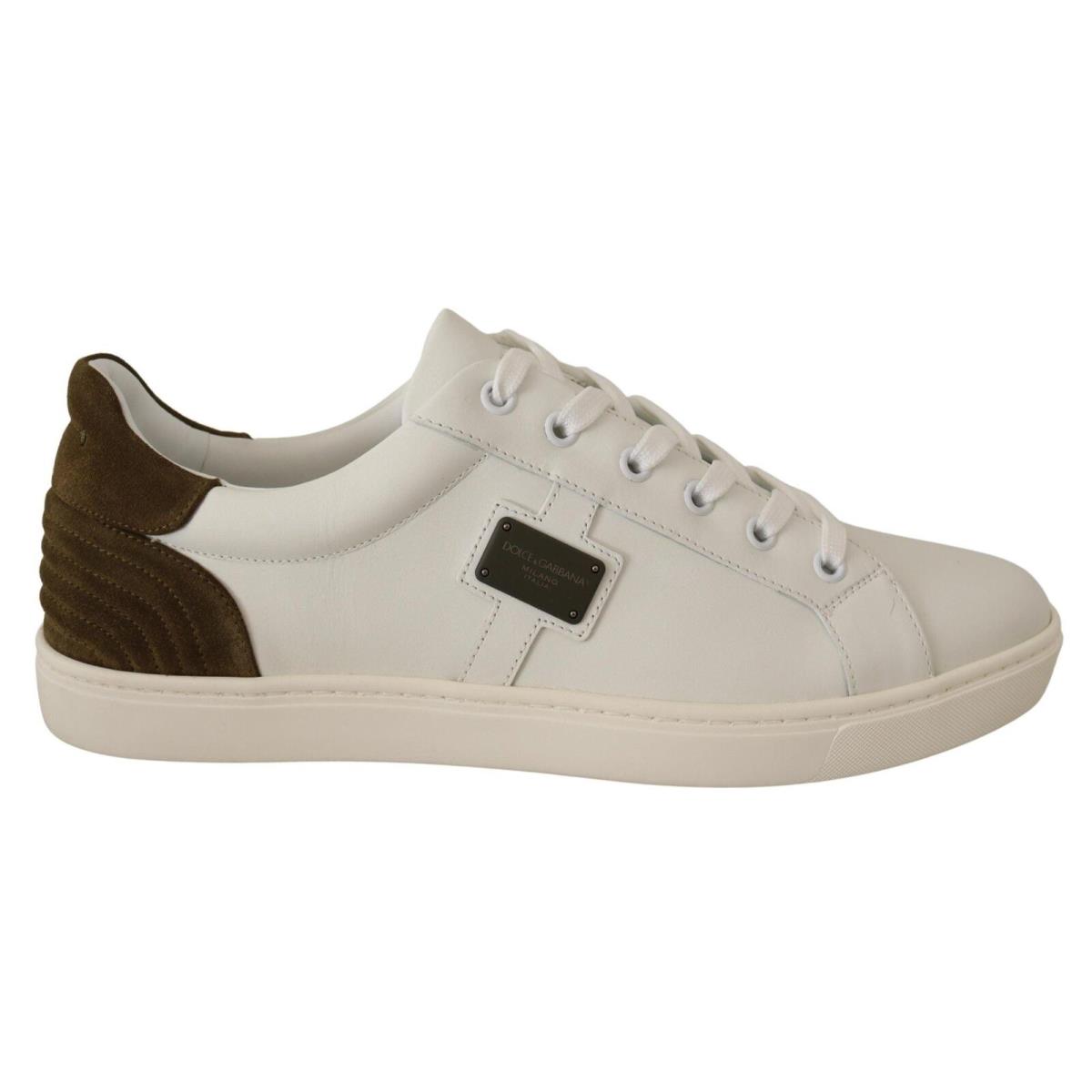 Dolce Gabbana White Suede Leather Mens Low Tops Sneakers