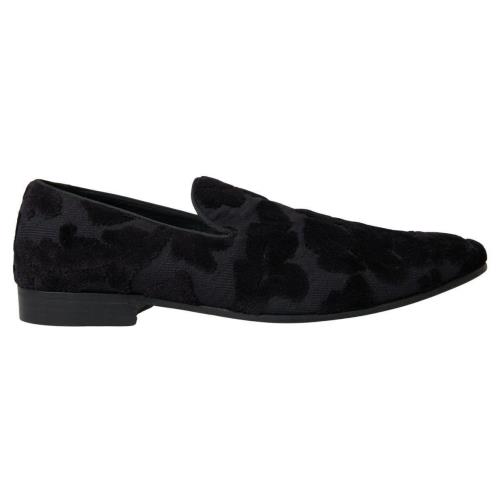 Dolce Gabbana Black Brocade Loafers Formal Shoes