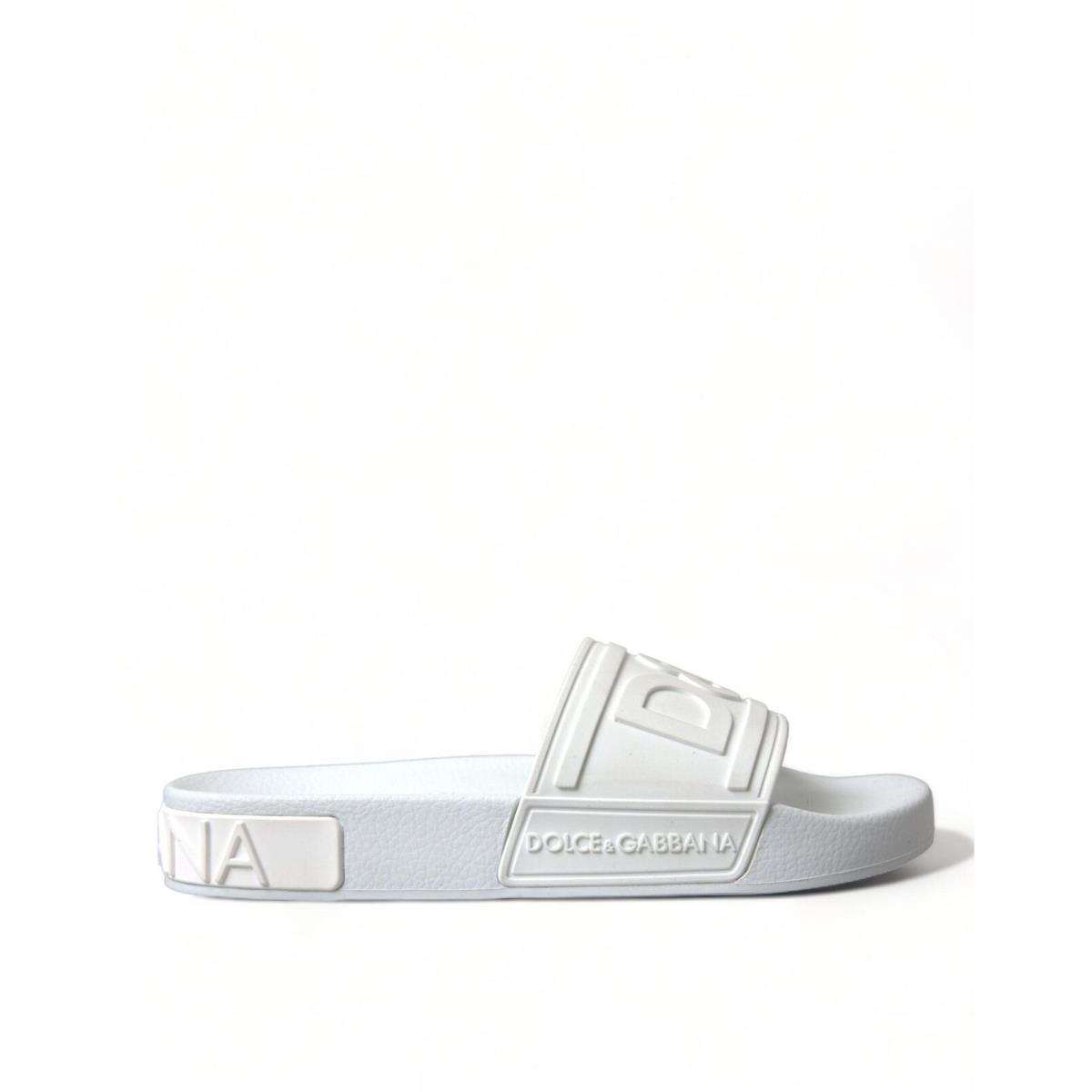 Dolce Gabbana White Rubber Sandals Slides Beachwear Shoes