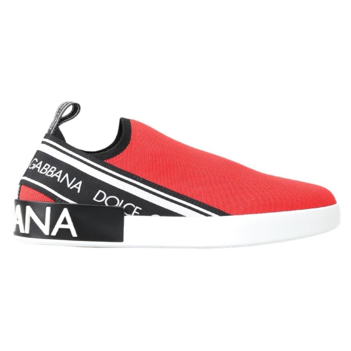 Dolce Gabbana Red White Flat Sneakers Loafers Shoes