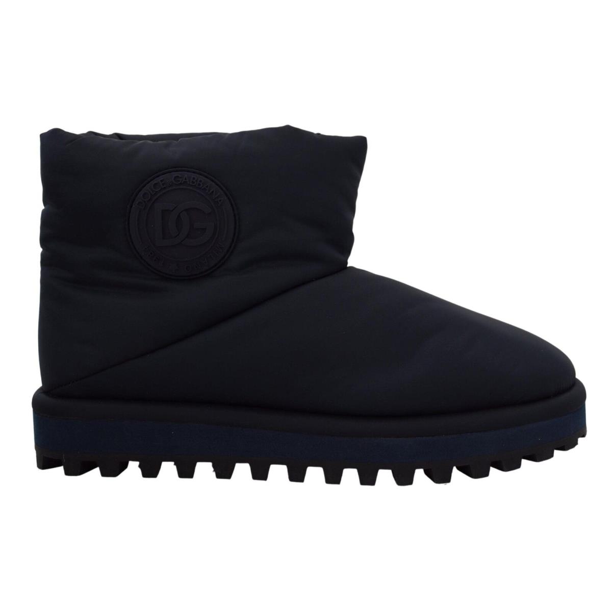 Dolce Gabbana Blue Nylon Boots Padded Mid Calf Shoes