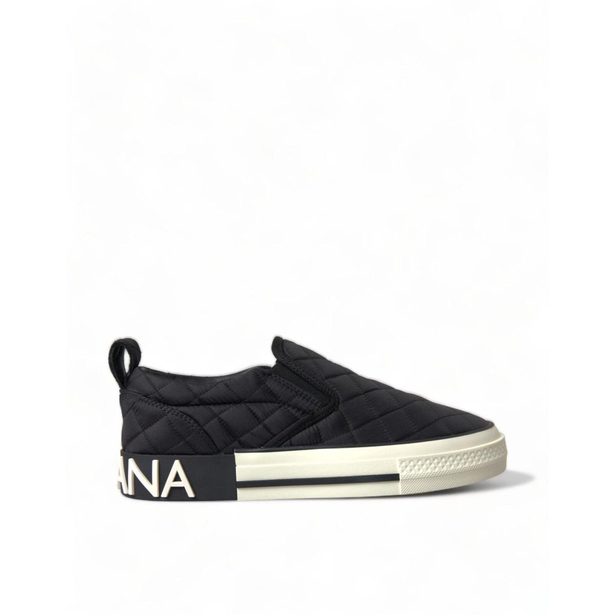 Dolce Gabbana Black Quilted Slip On Low Top Sneakers Shoes