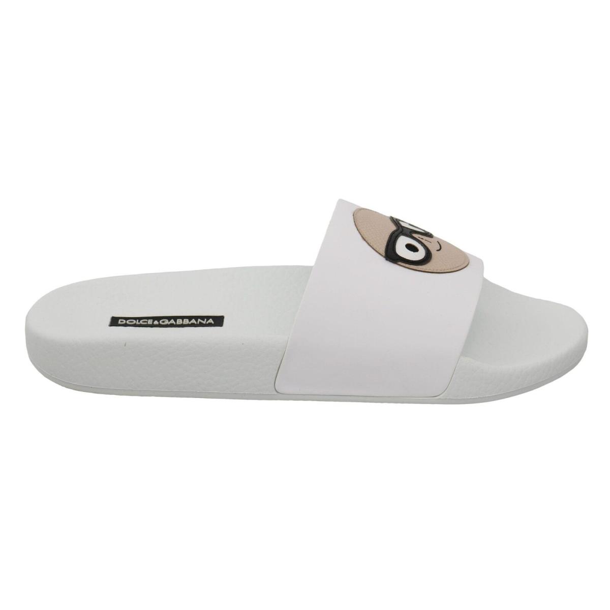 Dolce Gabbana White Leather Dgfamily Slides Shoes Sandals