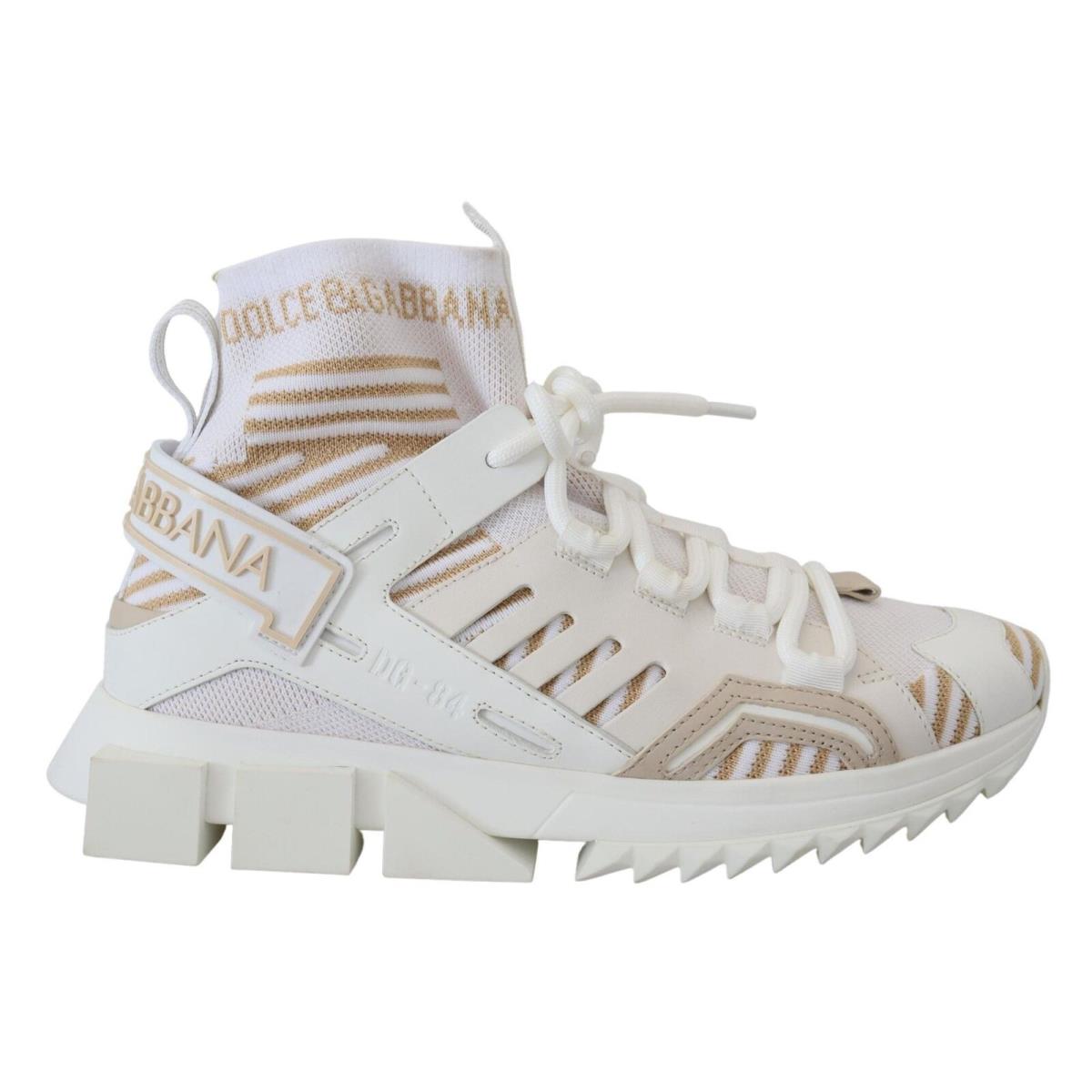 Dolce Gabbana White Beige Sorrento Sneakers Shoes