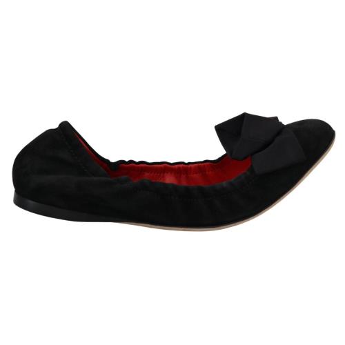 Dolce Gabbana Black Suede Flat Slip On Ballet Shoes