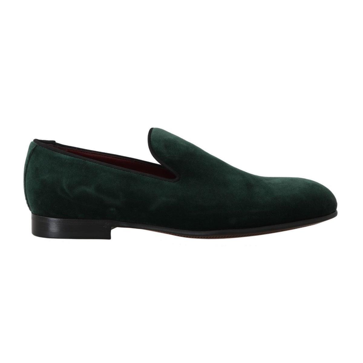 Dolce Gabbana Green Suede Leather Slippers Loafers