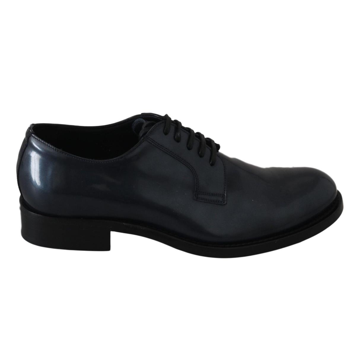 Dolce Gabbana Blue Leather Derby Dress Formal Shoes