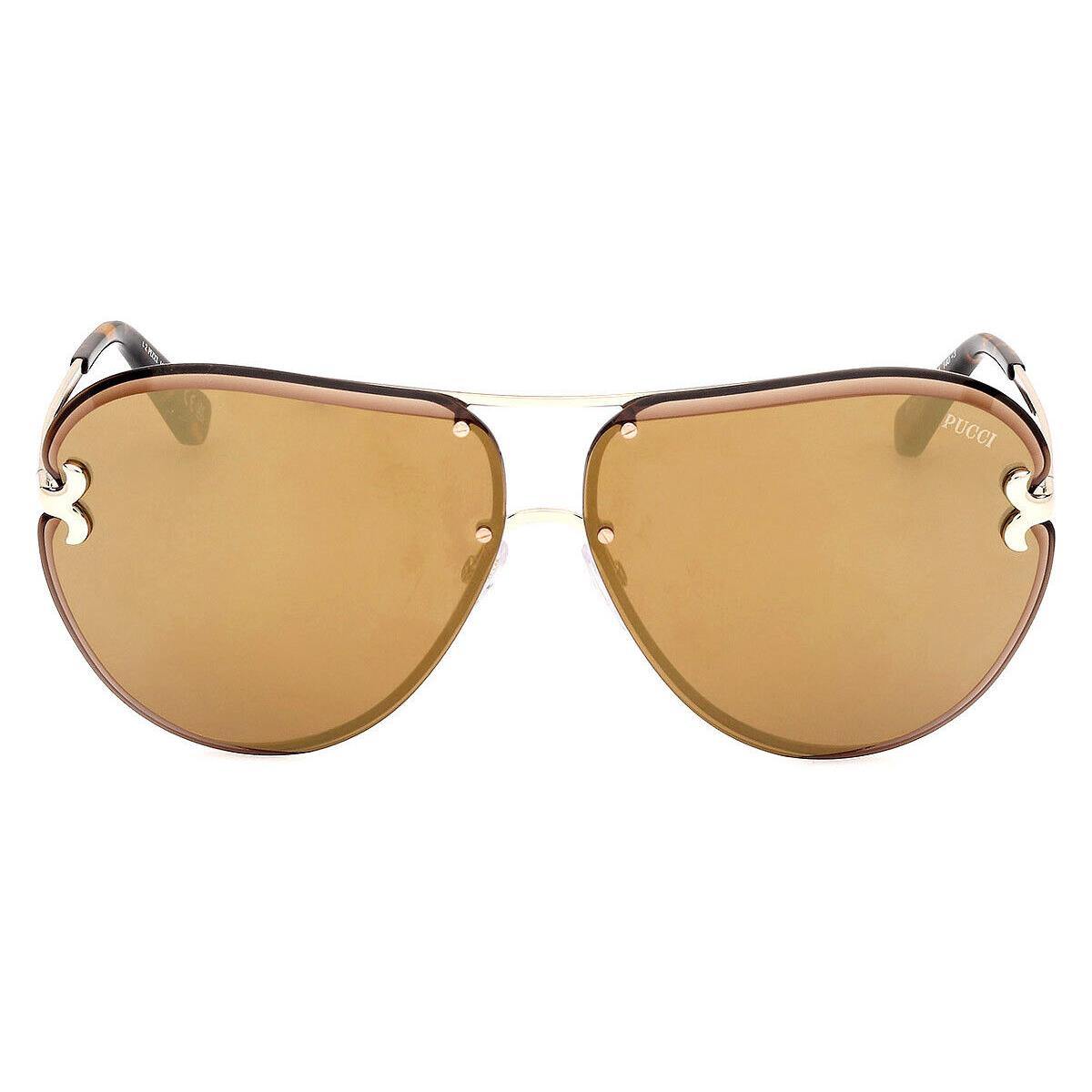 Emilio Pucci EP0217 Sunglasses Women Shiny Pale Gold 66mm