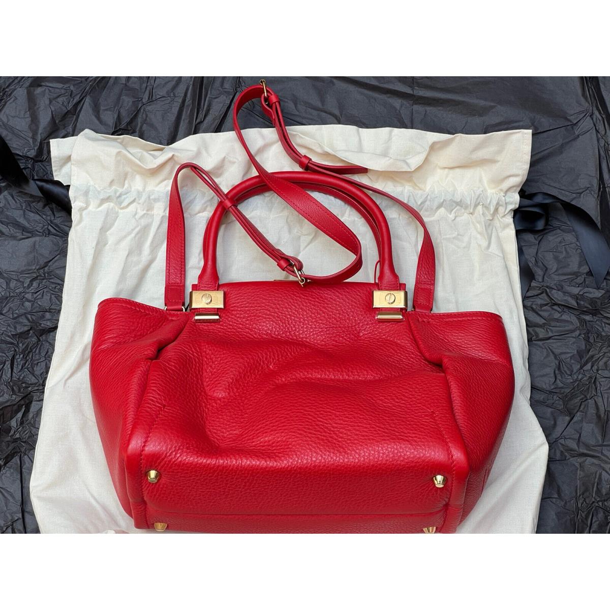 Lanvin Trilogy Leather Satchel Tote Shoulder Bag Red