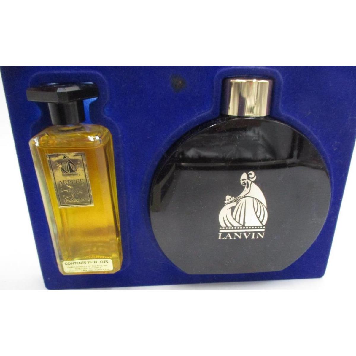 Lanvin Vtg Argege Eau de Lanv Set 1.5 oz Perfume 2.75 oz Talc Powder